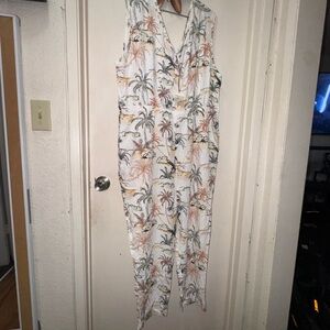 Cost Plus World Market Orange and White Floral Romper